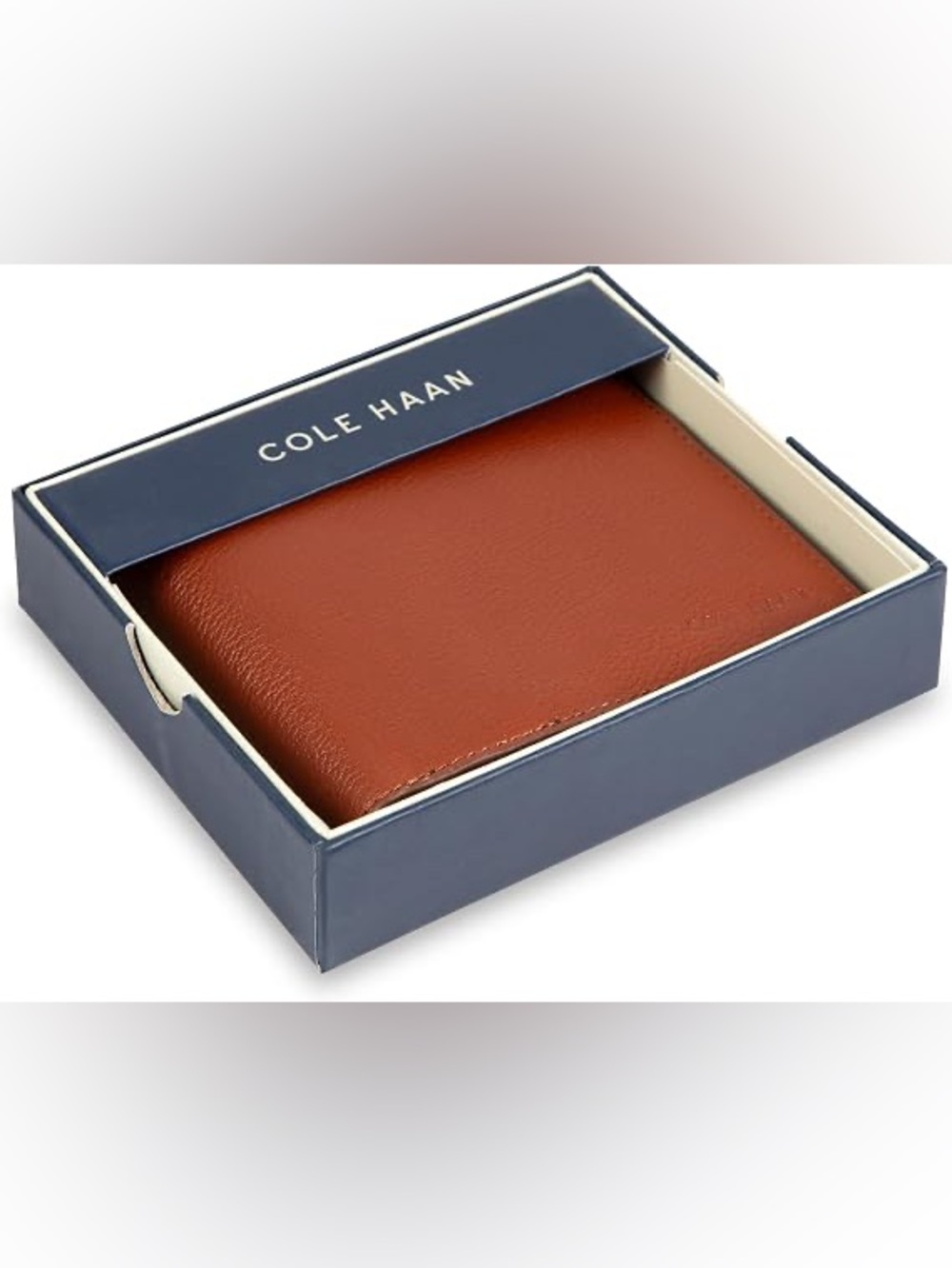 NWT Cole Haan Tan Leather Men’s Bifold Wallet in Gift Box